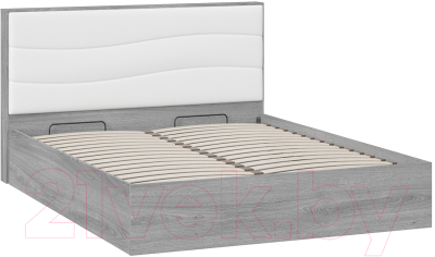 Двуспальная кровать ТриЯ Миранда с ПМ Тип 1 160x200 (дуб гамильтон/белый глянец)