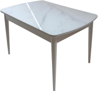 Обеденный стол Васанти Плюс БРФ 120/152x80/1Р (белый мрамор мателак/опоры белые) - 