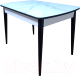 Обеденный стол Васанти Плюс БРФ 120/152x80/1Р (белый мрамор глянец/черный/обв белая/опоры черные) - 
