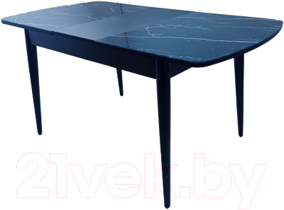 Обеденный стол Васанти Плюс БРФ 120/152x80/1Р (черный мрамор мателак/опоры черные)
