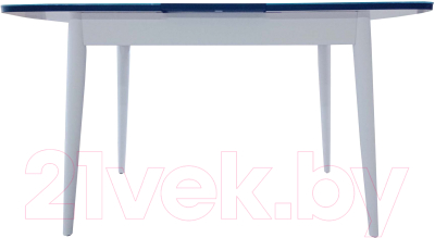 Обеденный стол Васанти Плюс БРФ 120/152x80/1 Р (черный мрамор глянец/черный/обв белая/опоры белые)