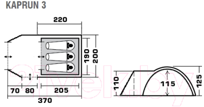 Палатка Trek Planet Kaprun 3 / 70195 (зеленый)