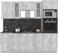 Кухонный гарнитур Интерлиния Мила 2.3 ВТ (бетон/бетон/кастилло темный) - 