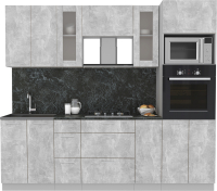 Кухонный гарнитур Интерлиния Мила 2.4 ВТ (бетон/бетон/кастилло темный) - 