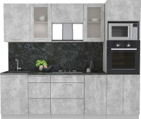 Кухонный гарнитур Интерлиния Мила 2.5 ВТ (бетон/бетон/кастилло темный) - 