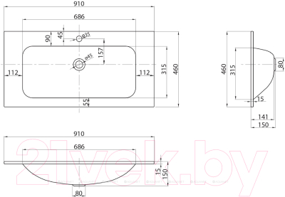 Умывальник BelBagno BB910/465-LV-VTR-BL