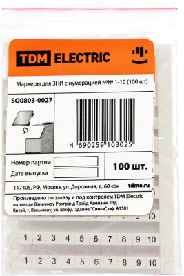 Изображение товара Маркер кабельный TDM SQ0803-0028 (100шт)