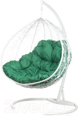 Кресло подвесное BiGarden Gemini White (двойной, зеленая подушка)