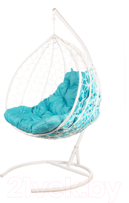 Кресло подвесное BiGarden Gemini White (двойной, голубая подушка)