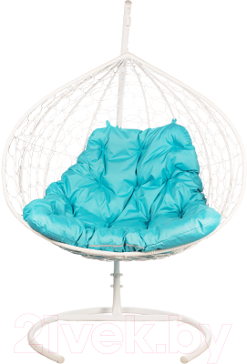 Кресло подвесное BiGarden Gemini White (двойной, голубая подушка)