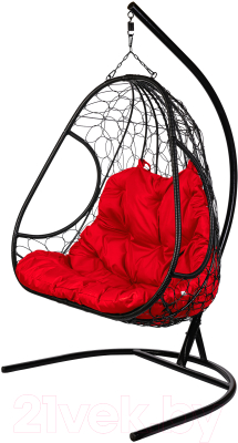 Кресло подвесное BiGarden Primavera Black (двойной,красная подушка)