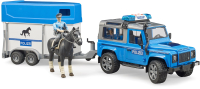 

Автомобиль игрушечный Bruder, Land Rover Defender полицейский с прицепом / 02-588
