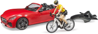 Автомобиль игрушечный Bruder Roadster с фигуркой и велосипедом / 03-485 - 