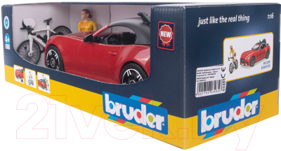 Автомобиль игрушечный Bruder Roadster с фигуркой и велосипедом / 03-485