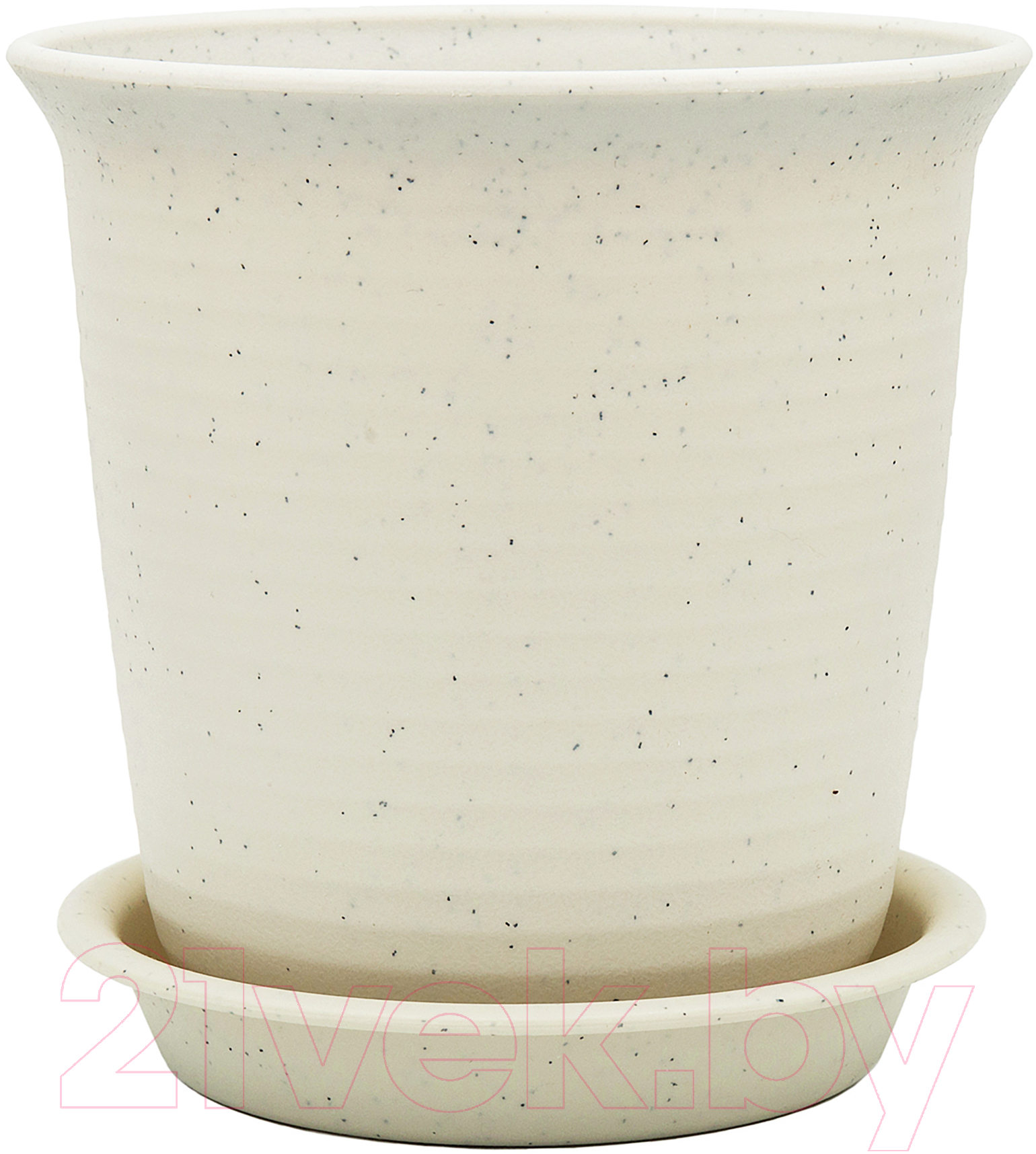 Вазон BOTANICA Cycle + поддон (24.5x25см, белый мрамор)