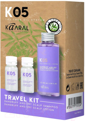 Набор косметики для волос Kaaral K05 Travel Kit От перхоти для жирной головы Шампунь+Лосьон (100мл+2x10мл)