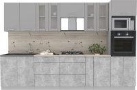 Кухонный гарнитур Интерлиния Мила 3.2 ВТ (серебристый/бетон/бискайская сосна) - 