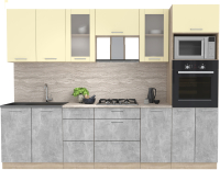 Кухонный гарнитур Интерлиния Мила 2.8 ВТ (ваниль/бетон/травертин) - 
