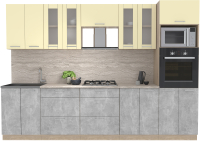 Кухонный гарнитур Интерлиния Мила 3.0 ВТ (ваниль/бетон/травертин) - 