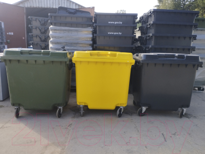 Контейнер для мусора Эдванс 1100л, с крышкой (пластик, желтый)