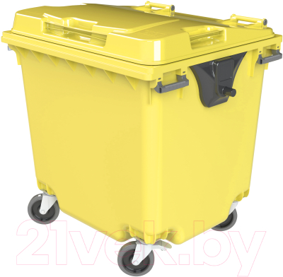 Контейнер для мусора Эдванс 1100л, с крышкой (пластик, желтый)