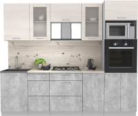 Кухонный гарнитур Интерлиния Мила 2.5 ВТ (вудлайн кремовый/бетон/бискайская сосна) - 