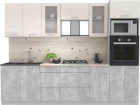Кухонный гарнитур Интерлиния Мила 2.8 ВТ (вудлайн кремовый/бетон/бискайская сосна) - 