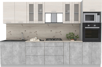 Кухонный гарнитур Интерлиния Мила 3.2 ВТ (вудлайн кремовый/бетон/бискайская сосна) - 
