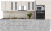 Кухонный гарнитур Интерлиния Мила 3.4 ВТ (вудлайн кремовый/бетон/бискайская сосна) - 