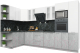 Готовая кухня Интерлиния Мила Пластик 1.68x3.4 левая (мрамор/белый глянец/кастилло темный) - 