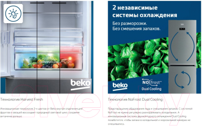 Холодильник с морозильником Beko B3RCNK362HX