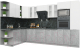Готовая кухня Интерлиния Мила Пластик 1.88x3.4 левая (мрамор/белый глянец/кастилло темный) - 