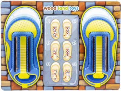 Развивающая игрушка WoodLand Toys Шнуровка Башмачки для мальчиков / 017606