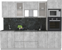 Кухонный гарнитур Интерлиния Мила 2.6 ВТ (бетон/бетон/кастилло темный) - 