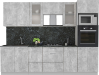 Кухонный гарнитур Интерлиния Мила 2.8 ВТ (бетон/бетон/кастилло темный) - 