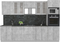 Кухонный гарнитур Интерлиния Мила 3.0 ВТ (бетон/бетон/кастилло темный) - 