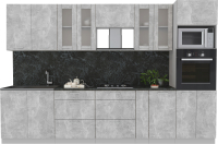 Кухонный гарнитур Интерлиния Мила 3.2 ВТ (бетон/бетон/кастилло темный) - 