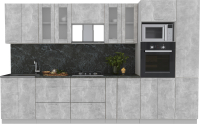 Готовая кухня Интерлиния Мила 3.4 ВТ (бетон/бетон/кастилло темный) - 