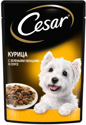 Влажный корм для собак Cesar Курица с зелеными овощами в соусе (85г)