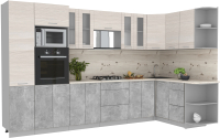 Готовая кухня Интерлиния Мила 1.68x3.4 правая (вудлайн кремовый/бетон/бискайская сосна) - 