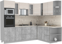 Кухонный гарнитур Интерлиния Мила 1.88x2.6 правая (вудлайн кремовый/бетон/бискайская сосна) - 