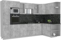 Кухонный гарнитур Интерлиния Мила 1.68x3.2 правая (бетон/бетон/кастилло темный) - 
