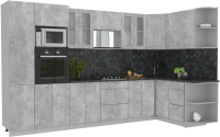 Кухонный гарнитур Интерлиния Мила 1.68x3.4 правая (бетон/бетон/кастилло темный) - 