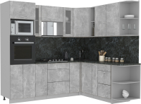 Кухонный гарнитур Интерлиния Мила 1.88x2.4 правая (бетон/бетон/кастилло темный) - 