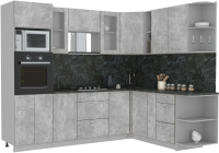 Кухонный гарнитур Интерлиния Мила 1.88x2.6 правая (бетон/бетон/кастилло темный) - 