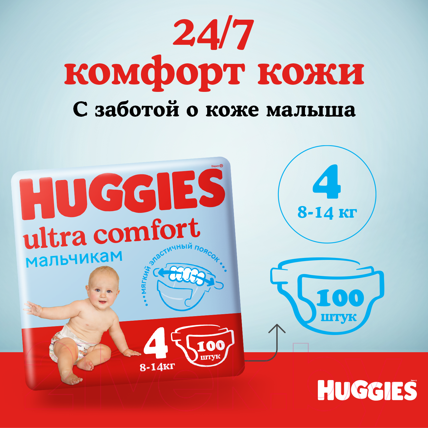 Подгузники детские Huggies Ultra Comfort 4 Disney Box Boy (100шт)