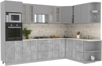 Кухонный гарнитур Интерлиния Мила 1.88x3.0 правая (серебристый/бетон/бискайская сосна) - 