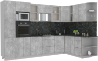 Кухонный гарнитур Интерлиния Мила 1.88x3.2 правая (бетон/бетон/кастилло темный) - 