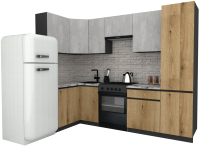 Готовая кухня ВерсоМебель Эко-8 1.2x2.7 левая (бетонный камень/дуб эвок прибрежный/ст.альберика) - 