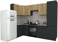 Кухонный гарнитур ВерсоМебель Эко-8 1.2x2.7 левая (дуб крафт золотой/антрацит/ст.альберика) - 